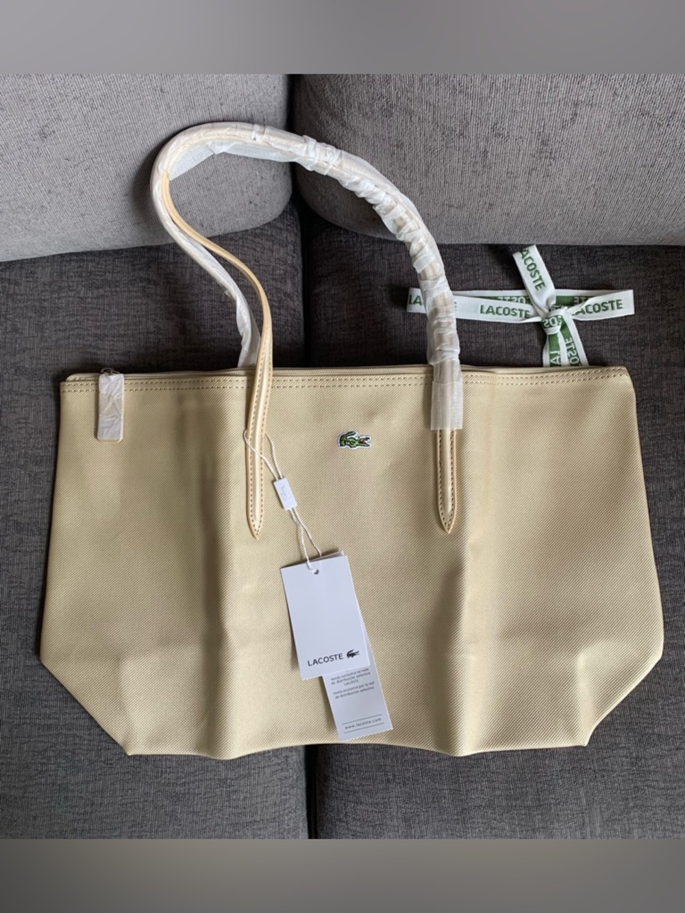 Lacoste L.12.12 Concept Tote handbag Bag purse beige print NWT